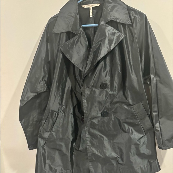 Rebecca Moses Shiny Black Trench Coat - Picture 1 of 9